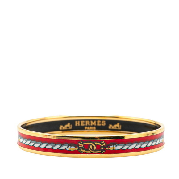 Hermes Enamel PM Cloisonne Bracelet in Gold and Multicolor Plated for Women - Picture 1 of 5